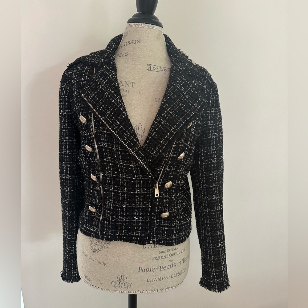 Chic Black Tweed Women's Jacket Generation Love